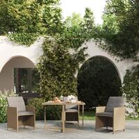 Havebord 109x107x74 cm polyrattan og glas beige