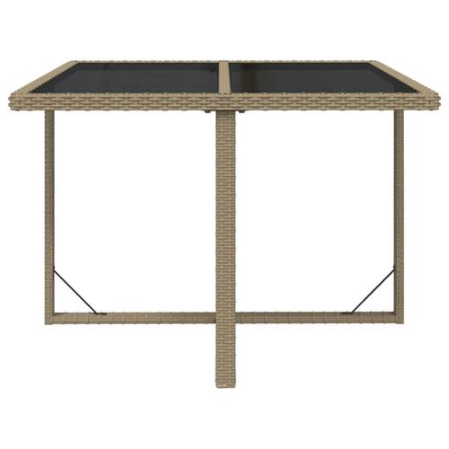 Havebord 109x107x74 cm polyrattan og glas beige