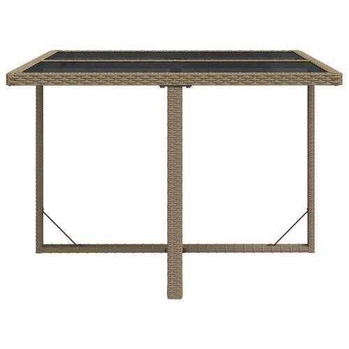 Havebord 109x107x74 cm polyrattan og glas beige