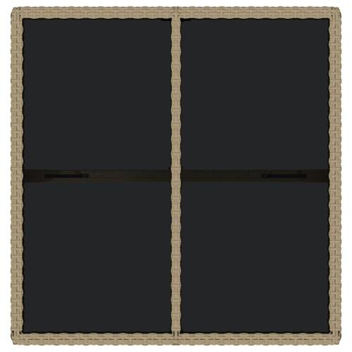 Havebord 109x107x74 cm polyrattan og glas beige