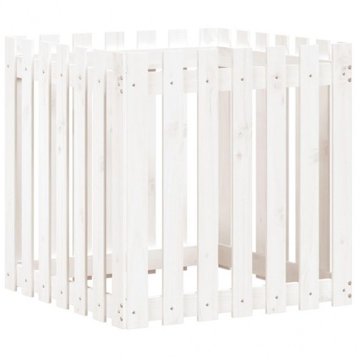Plantekasse med stakitdesign 70 x 70 x 70 cm - hvid