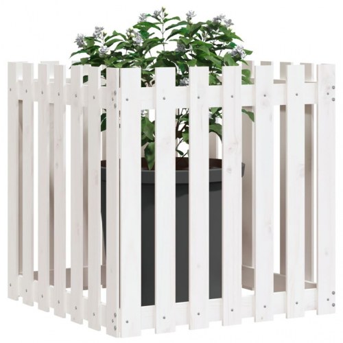 Plantekasse med stakitdesign 70 x 70 x 70 cm - hvid