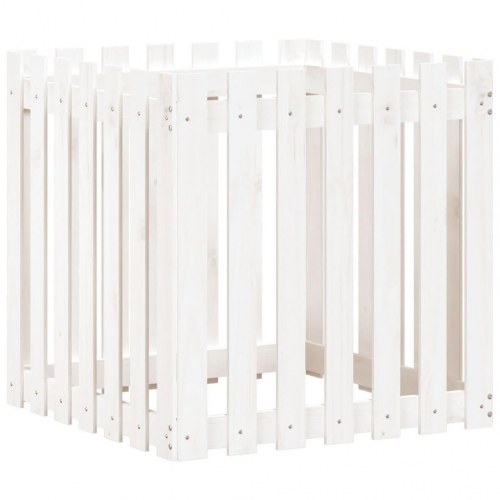 Plantekasse med stakitdesign 70 x 70 x 70 cm - hvid