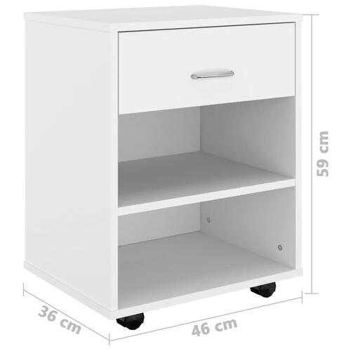 Rulleskab 46x36x59 cm konstrueret træ hvid