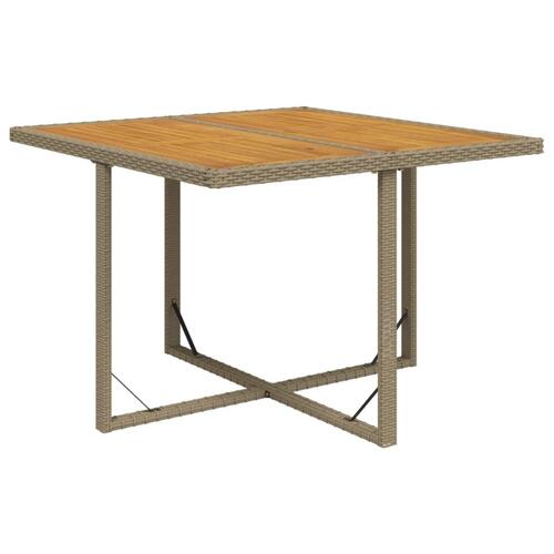 Havebord 109x107x74 cm polyrattan og massivt akacietræ beige