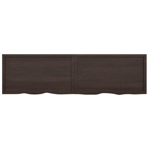 Væghylde 220x60x(2-6) cm behandlet massivt egetræ mørkebrun