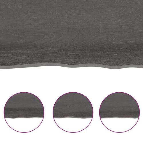 Væghylde 220x60x(2-6) cm behandlet massivt egetræ mørkebrun