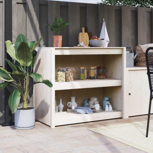 Udendørs køkkenskab 106x55x92 cm massivt fyrretræ hvid