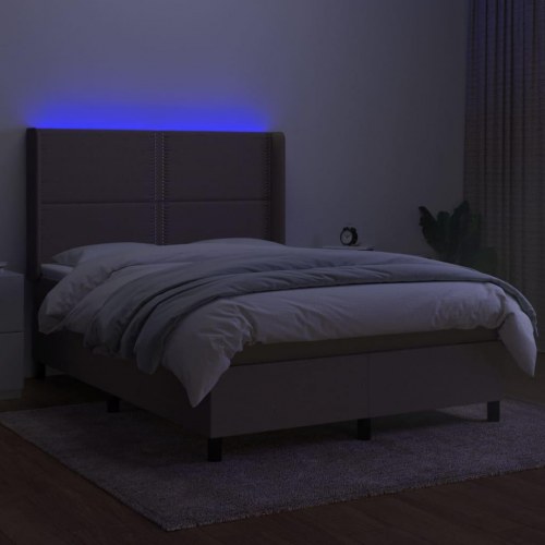 Kontinentalseng med LED-lys 140x190 cm stof gråbrun
