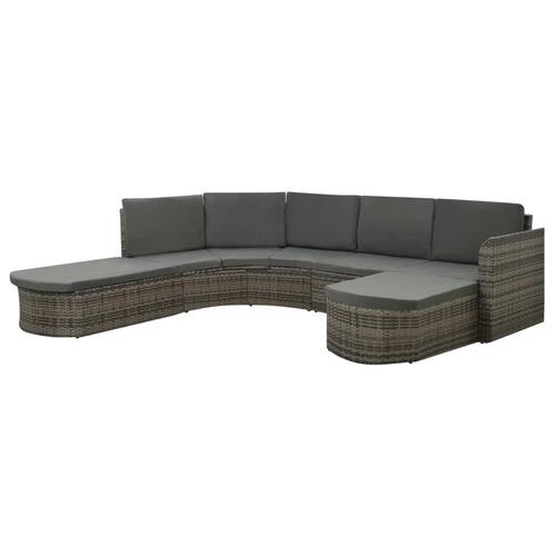 Loungesæt til haven 4 dele med hynder polyrattan grå