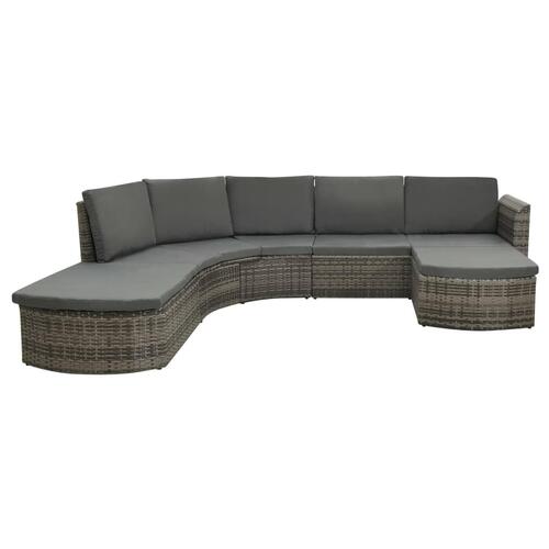 Loungesæt til haven 4 dele med hynder polyrattan grå