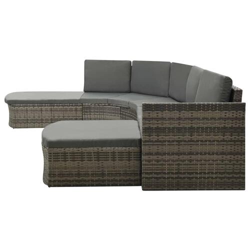 Loungesæt til haven 4 dele med hynder polyrattan grå