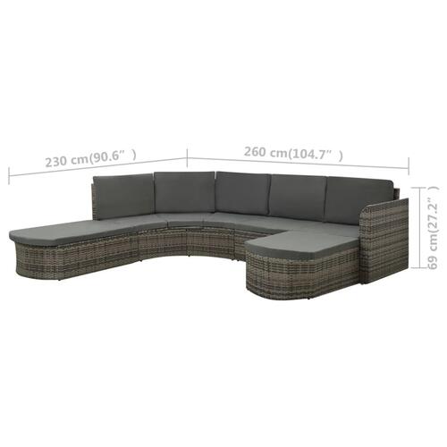Loungesæt til haven 4 dele med hynder polyrattan grå