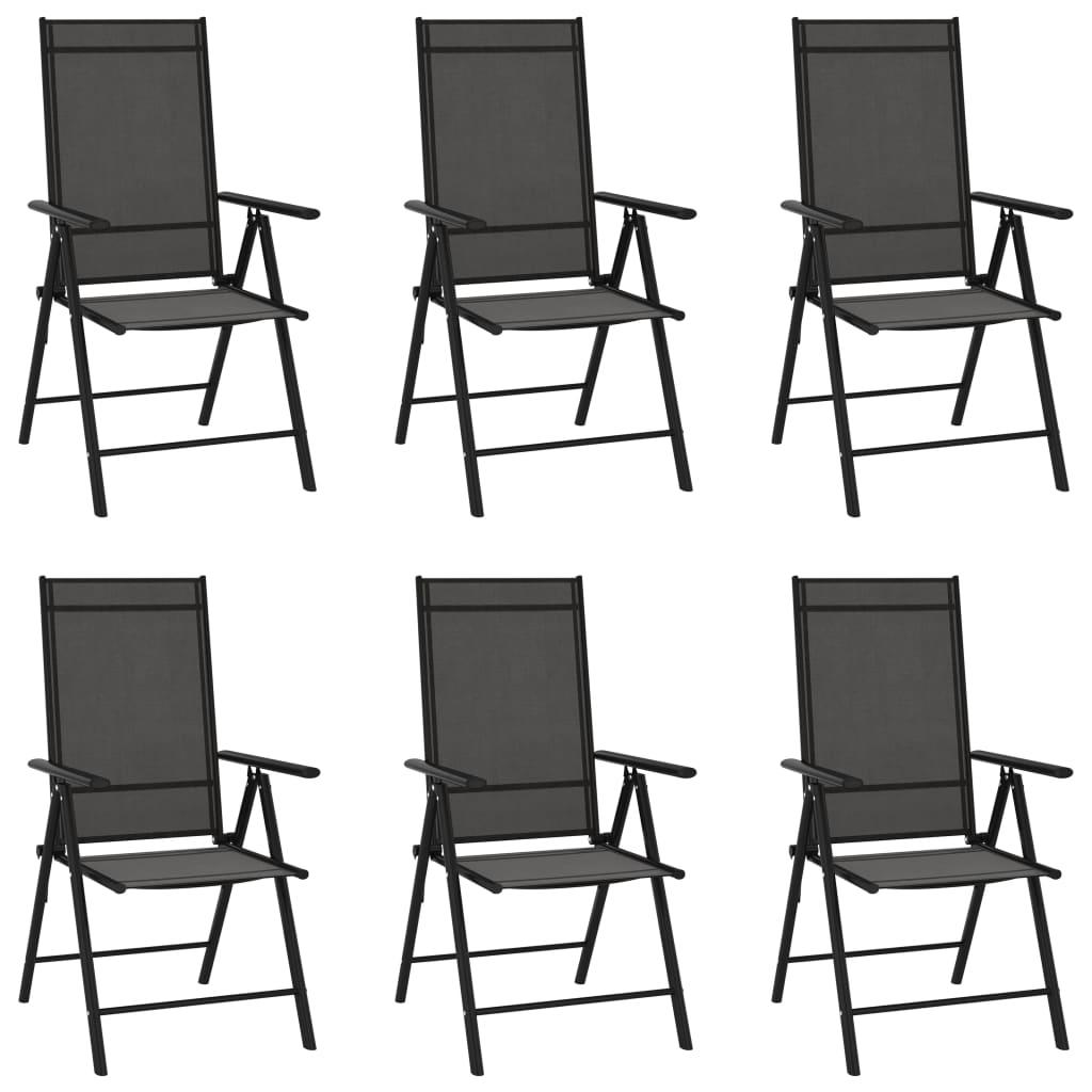 Foldbare havestole 6 stk. textilene sort