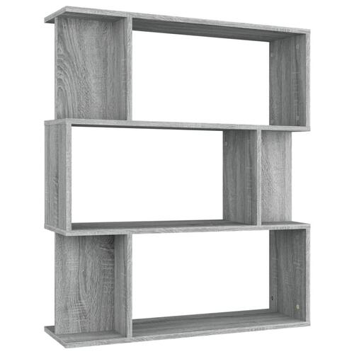 Bogreol/rumdeler 80x24x96 cm konstrueret træ grå sonoma-eg