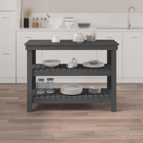 Arbejdsbord 110,5x50x80 cm massivt fyrretræ grå