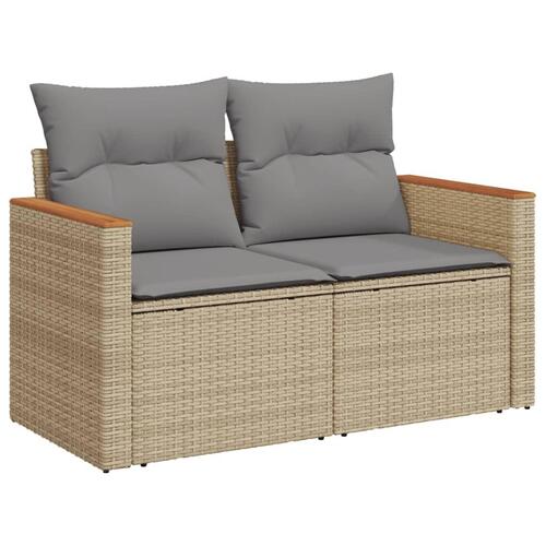 Havesofasæt 7 dele med hynder polyrattan beige