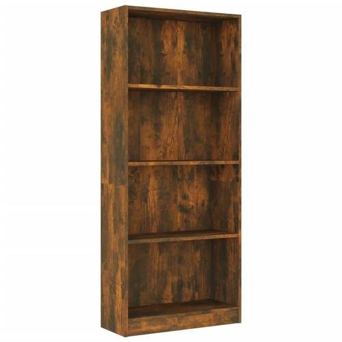 Bogreol m. 4 hylder 60x24x142 cm konstrueret træ røget egetræ