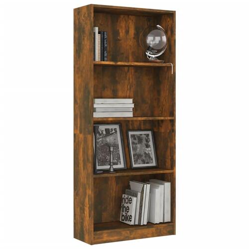 Bogreol m. 4 hylder 60x24x142 cm konstrueret træ røget egetræ