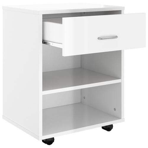 Rulleskab 46x36x59 cm konstrueret træ hvid højglans