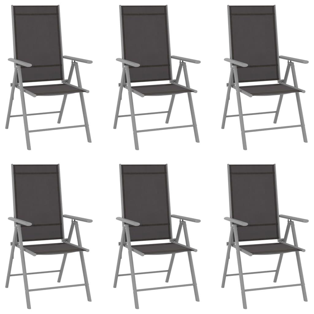 Foldbare havestole 6 stk. textilene sort