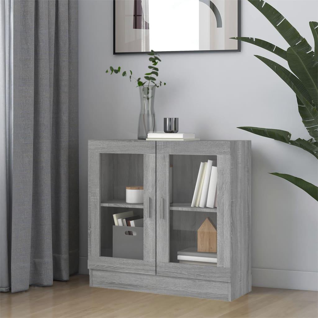 Vitrineskab 82,5x30,5x80 cm konstrueret træ grå sonoma-eg