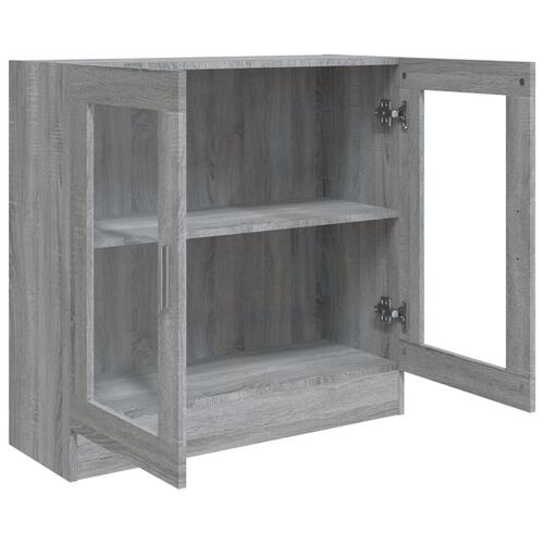 Vitrineskab 82,5x30,5x80 cm konstrueret træ grå sonoma-eg