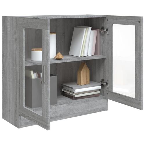 Vitrineskab 82,5x30,5x80 cm konstrueret træ grå sonoma-eg