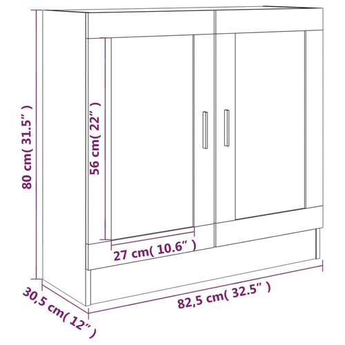 Vitrineskab 82,5x30,5x80 cm konstrueret træ grå sonoma-eg