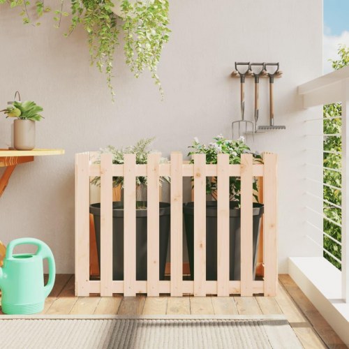 Højbed med stakitdesign 100×50×70 cm - massivt fyrretræ (ubehandlet)