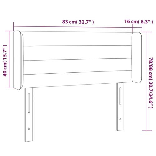 Sengegavl med kanter 83x16x78/128 cm stof sort