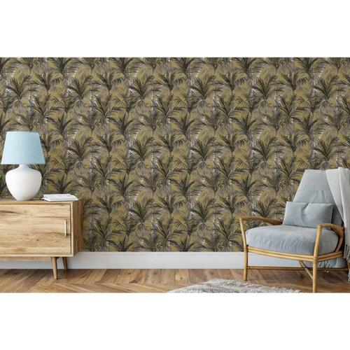 DUTCH WALLCOVERINGS tapet Palm Trees guldfarvet og sort