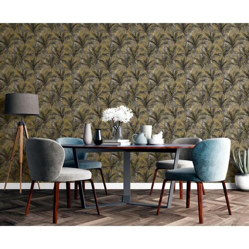 DUTCH WALLCOVERINGS tapet Palm Trees guldfarvet og sort