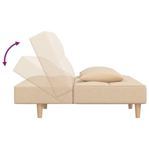 2-personers sovesofa med 2 puder - cremefarvet