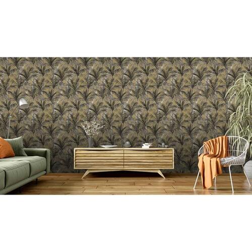 DUTCH WALLCOVERINGS tapet Palm Trees guldfarvet og sort