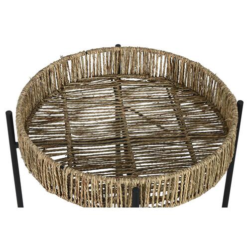 Sæt med 2 borde Home ESPRIT Sort Natur Metal 49 x 49 x 44 cm