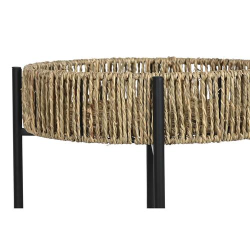 Sæt med 2 borde Home ESPRIT Sort Natur Metal 49 x 49 x 44 cm