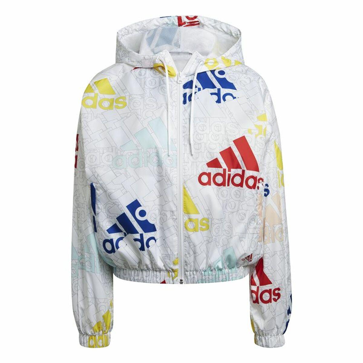 Sportsjakke til damer Adidas Essentials Multi-Colored Logo Hvid M