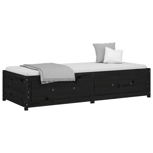 Daybed sort 75x190 cm lille enkelt massivt træ fyr