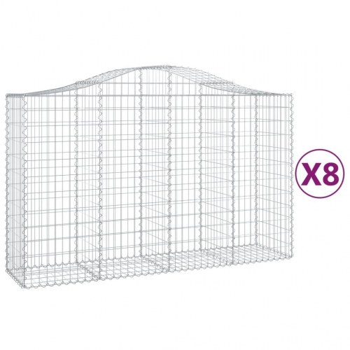 Buede gabionkurve - 8 stk. 200×50×120/140 cm i galvaniseret jern