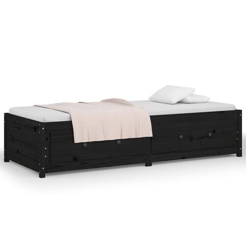 Daybed sort 75x190 cm lille enkelt massivt træ fyr
