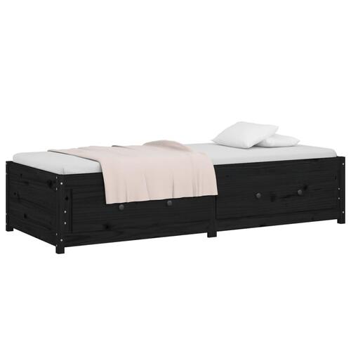 Daybed sort 75x190 cm lille enkelt massivt træ fyr