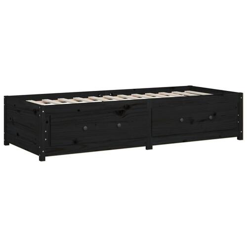 Daybed sort 75x190 cm lille enkelt massivt træ fyr