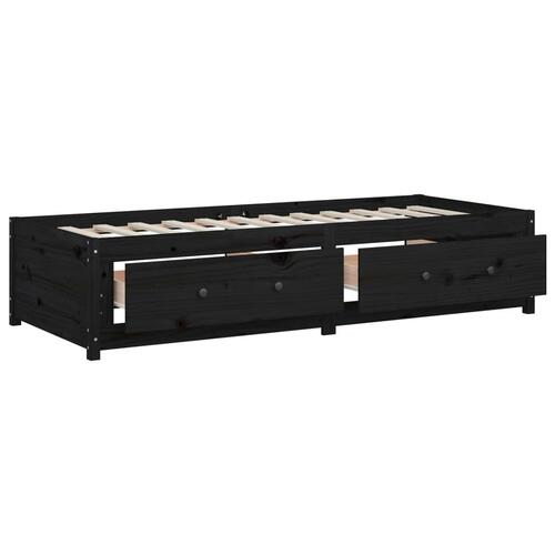 Daybed sort 75x190 cm lille enkelt massivt træ fyr