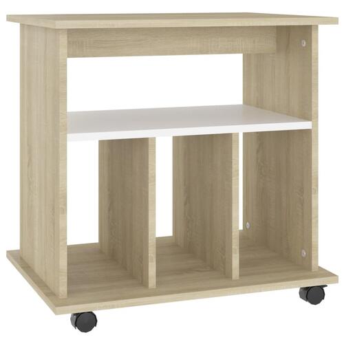 Rulleskab 60x45x60 cm konstrueret træ hvid og sonoma-eg