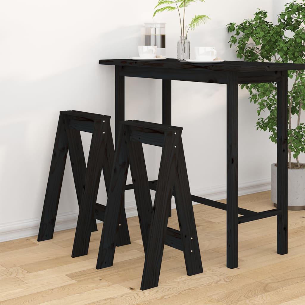 Taburetter 2 stk. 40x40x75 cm massivt fyrretræ sort