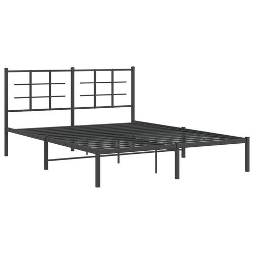 Sengeramme med sengegavl 150x200 cm metal sort