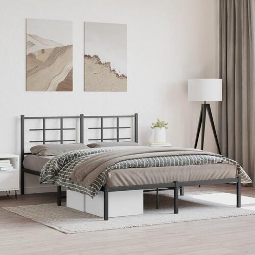 Sengeramme med sengegavl 150x200 cm metal sort