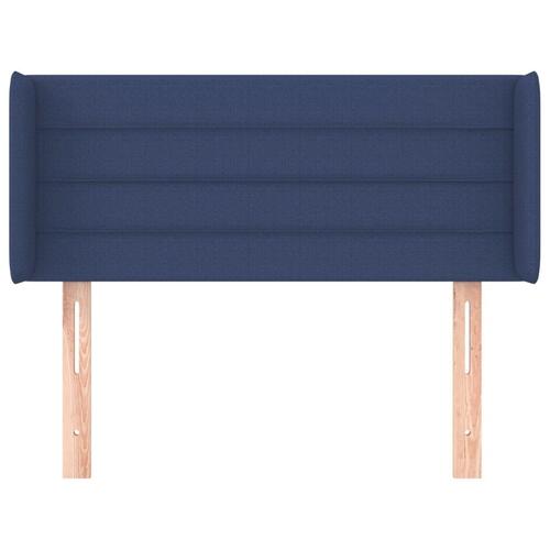 Sengegavl med kanter 83x16x78/128 cm stof blå