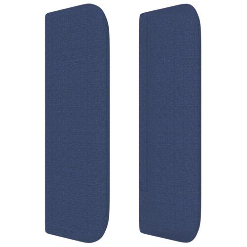Sengegavl med kanter 83x16x78/128 cm stof blå